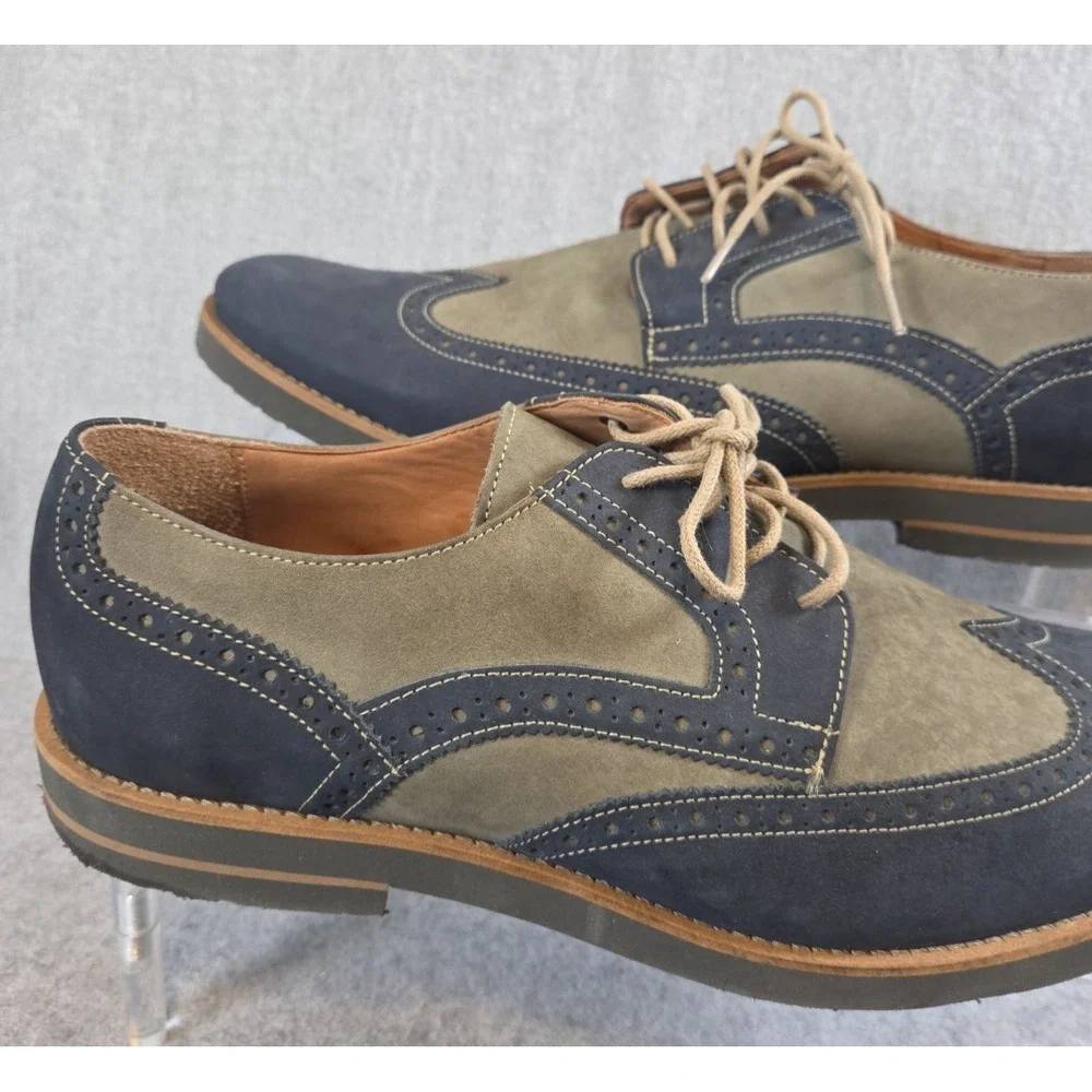 GH Bass Freddy Leather Upper Wingtip Dress Shoes Mens 13M Blue Multi Preppy Work